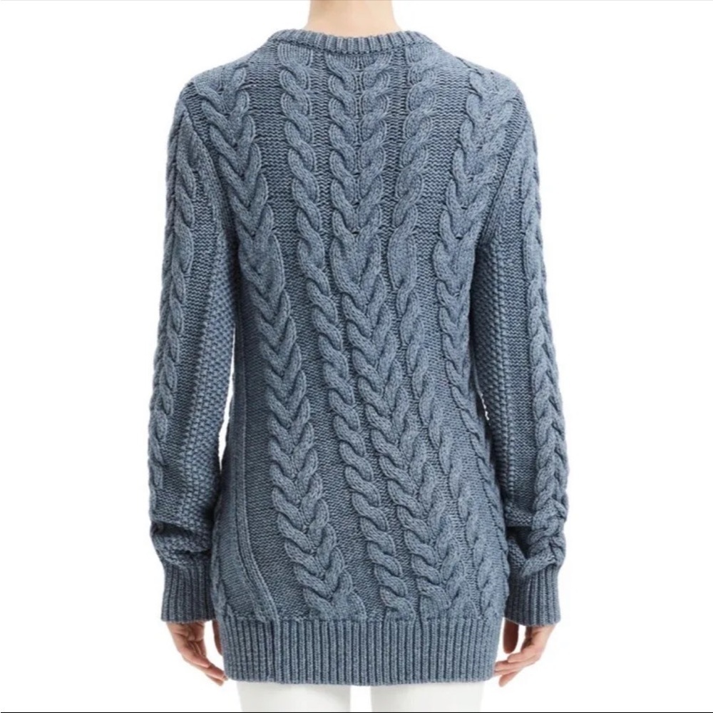 NWT THEORY Twisting Cable Crewneck Sweater in Denim - Picture 2 of 2